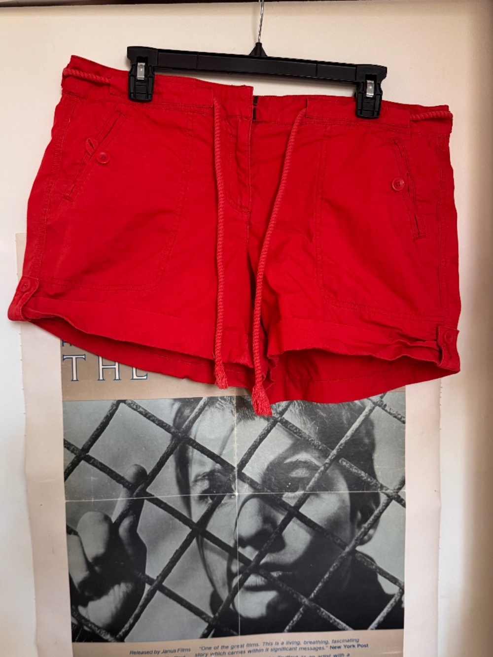LOFT Red Utility Shorts Size 10 Rope Belt Cargo Chino